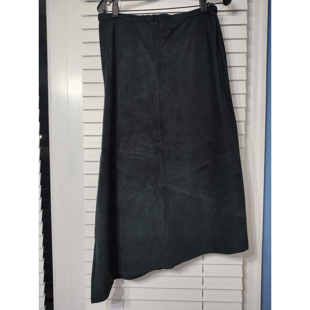 Banana Republic A-line Suede Skirt Asymmetrical Hem Navy Leather Sz 10 Pre-owned